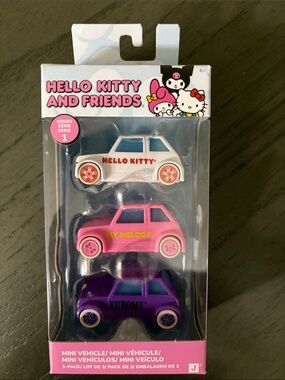Hello Kitty 3-Pack Mini Cars - White, Pink, Purple